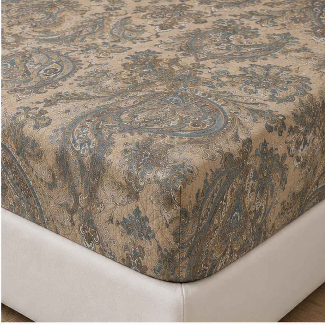 Aarniva Breathable Polyester Vintage Paisley Heritage Comforter Set | King/Queen | 250 GSM | Ultra-Soft & Cozy | Antique Teal | 5-Piece Set