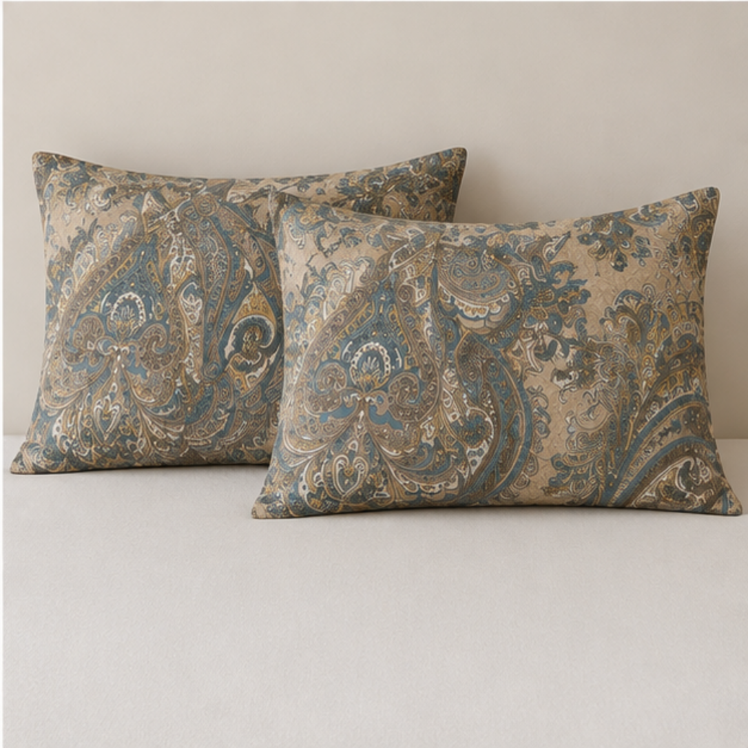 Aarniva Breathable Polyester Vintage Paisley Heritage Comforter Set | King/Queen | 250 GSM | Ultra-Soft & Cozy | Antique Teal | 5-Piece Set