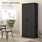 HOMCOM 70" Tall Kitchen Pantry Cabinet with Door Shelves and Adjustable Shelves, Black Wood Grain