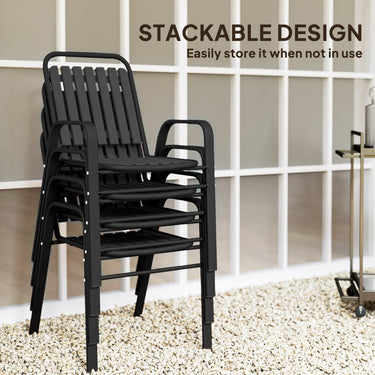Outsunny Stackable Outdoor Dining Chairs Set of 4, for Patio, Balcony, Deck, Garden, Black