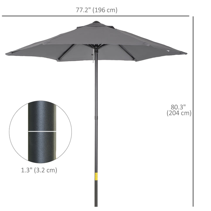 Outsunny 6.6FT Patio Umbrella, Outdoor Parasol with 6 Solid Ribs, Green