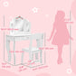Qaba Kids Vanity Set, Dual-Use Dressing Table with Removable Tri-Folding Mirror and Drawer, for Ages 3-8, Pink