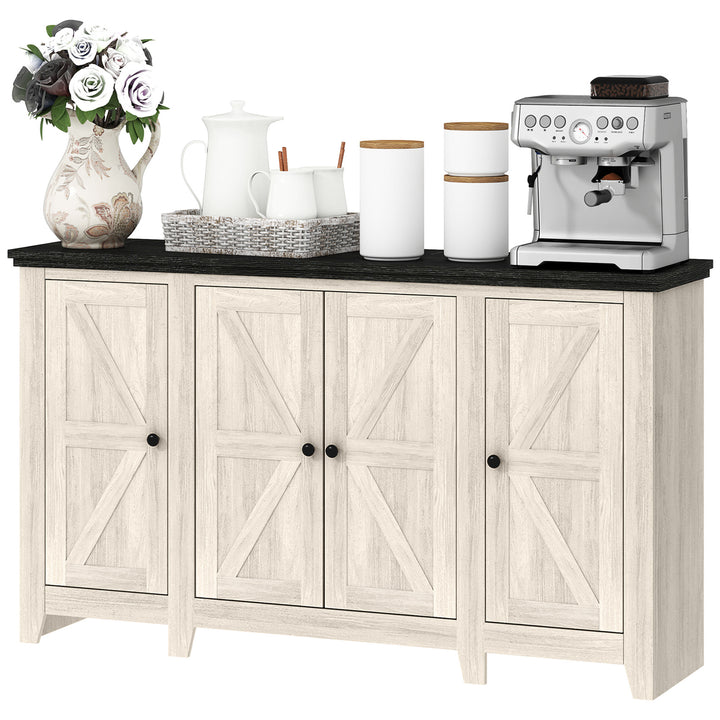 HOMCOM Rustic Sideboard, Buffet Cabinet with Adjustable Shelves for Living Room, Dining Room, Entryway, White Wood Grain