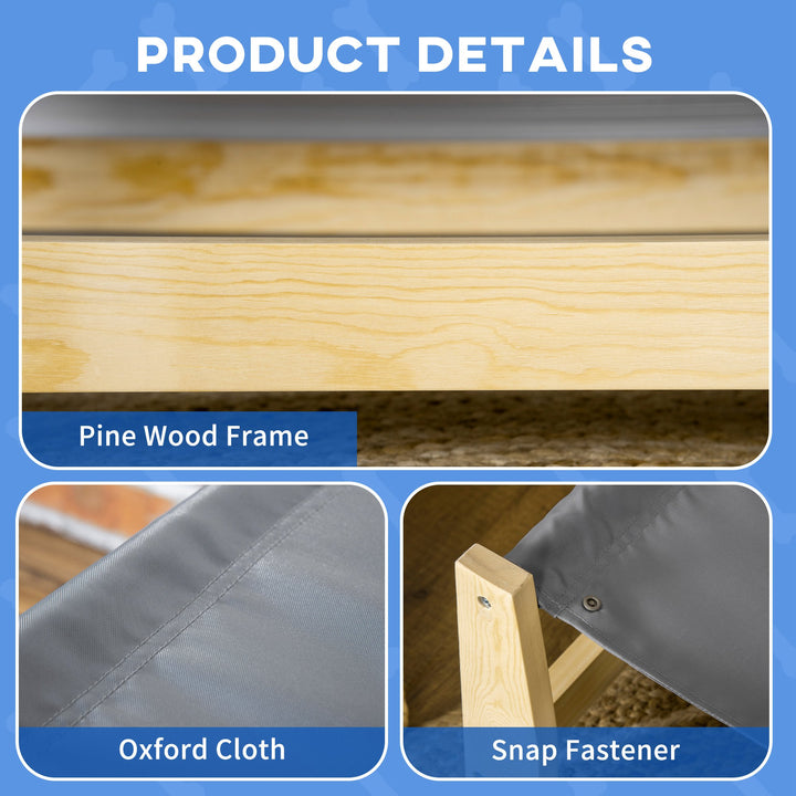 PawHut Raised Dog Bed with Washable Cushion, Elevated Pet Bed for Small & Medium Sized Dog Cat, Pine Wood Frame, 35.5" x 20" x 11"