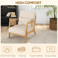 HOMCOM Armchair Upholstered Lounge Chair with Rubber Wood Frame Throw Pillows and Comfortable Cushion, White