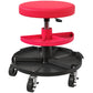 HOMCOM Rolling Garage Stool, 300 LBS Capacity Padded Mechanic Stool with 2.5" Wheels, Adjustable Height 15" -19.7", Red
