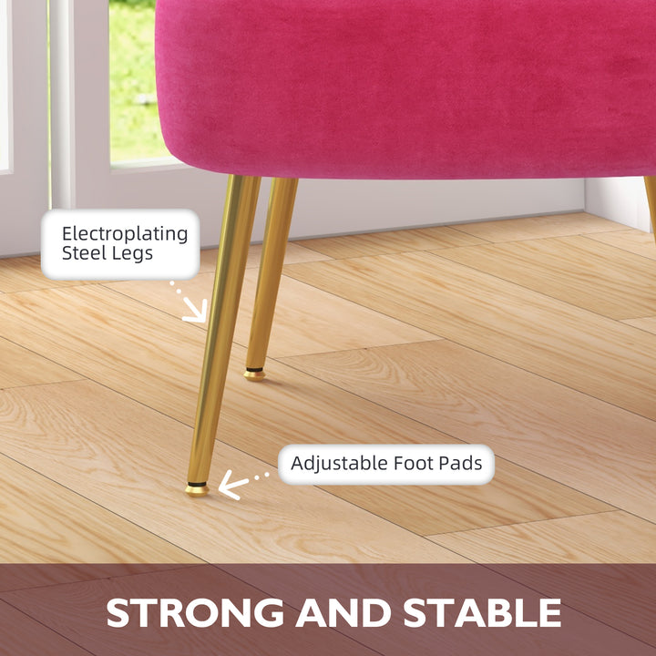 HOMCOM Velvet Lounge Chair, Modern Accent Chair for Living Room with Gold Steel Legs and Tufting Backrest, Pink