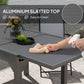 Outsunny 35"-71"  Extendable Aluminium Outdoor Dining Table, Slatted Top Patio Table for 4-6 Person, for Garden, Backyard, Grey