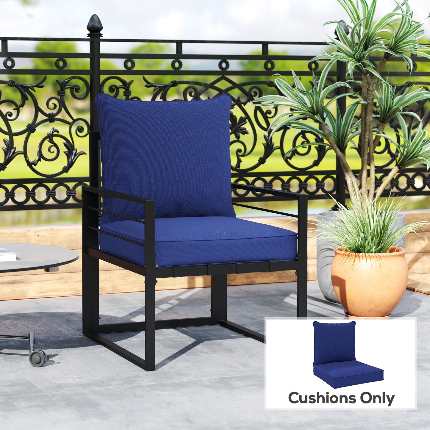 Outsunny Patio Chair Cushions, Thick Deep Seat Outdoor Seat Cushion with Back Cushion, Beige