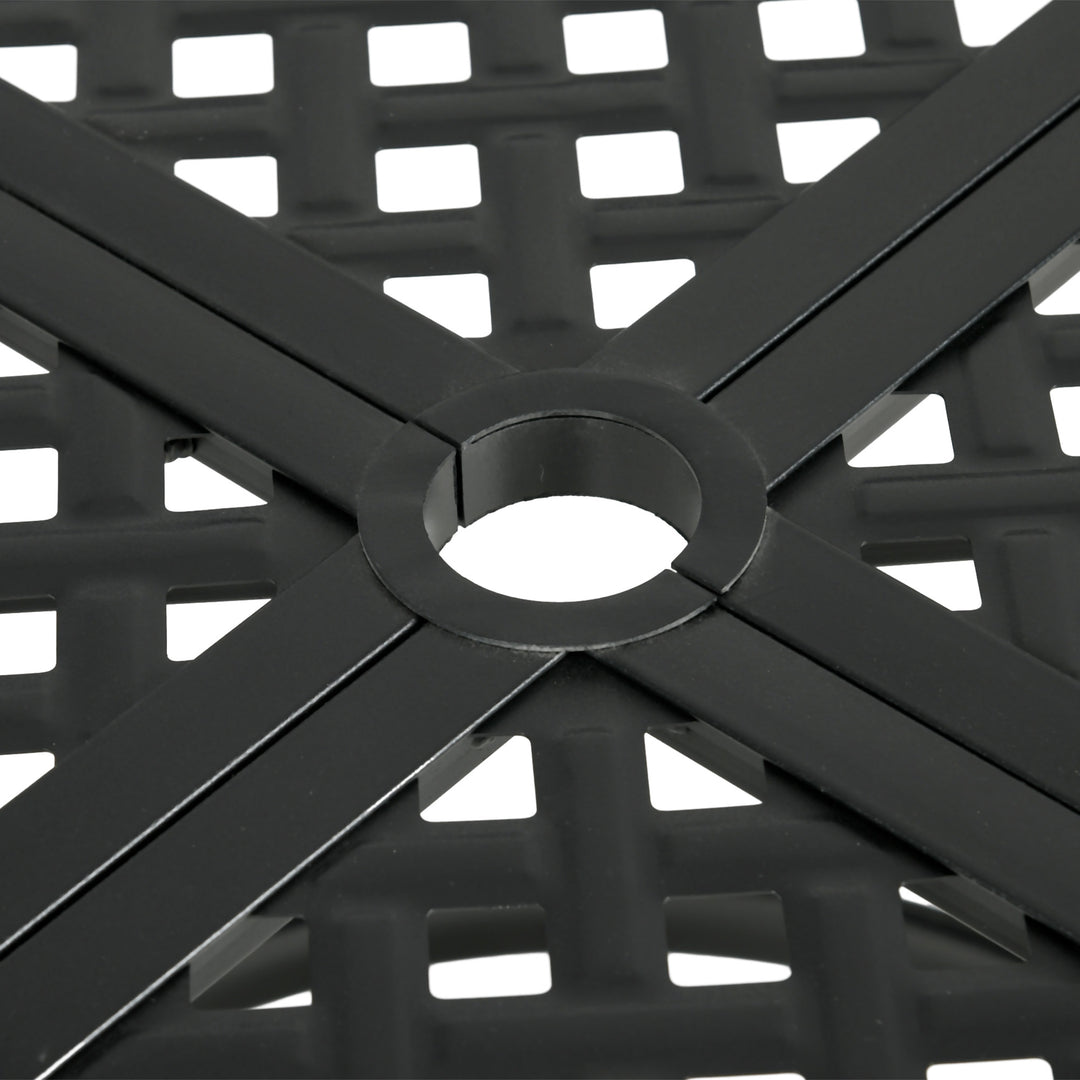 Outsunny 42" Round Outdoor Dining Table for 4 Persons, Metal Patio Dining Table with Umbrella Hole for Backyard, Lawn, Balcony