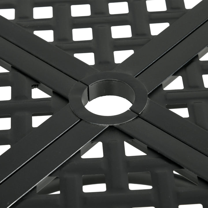 Outsunny 42" Round Outdoor Dining Table for 4 Persons, Metal Patio Dining Table with Umbrella Hole for Backyard, Lawn, Balcony