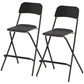 HOMCOM Folding Bar Stools Set of 2, Counter Height Foldable Stool with Wooden Effect Seat and Steel Frame for Kitchen, White