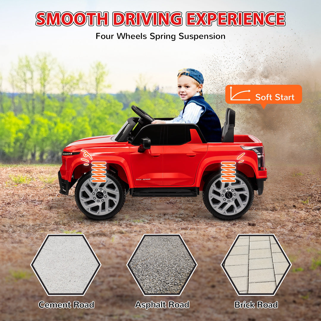 Qaba 12V CHEVROLET SILVERADO EV RST Licensed Kids Car w/ Remote, Spring Suspension, Soft Start, Training Wheels, Black