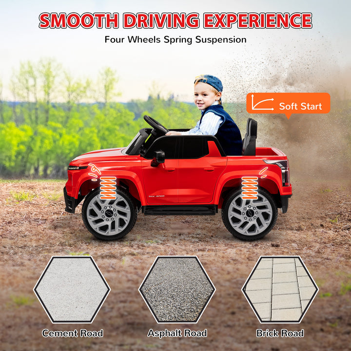 Qaba 12V CHEVROLET SILVERADO EV RST Licensed Kids Car w/ Remote, Spring Suspension, Soft Start, Training Wheels, Black