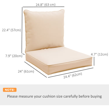 Outsunny Patio Chair Cushions, Thick Deep Seat Outdoor Seat Cushion with Back Cushion, Beige