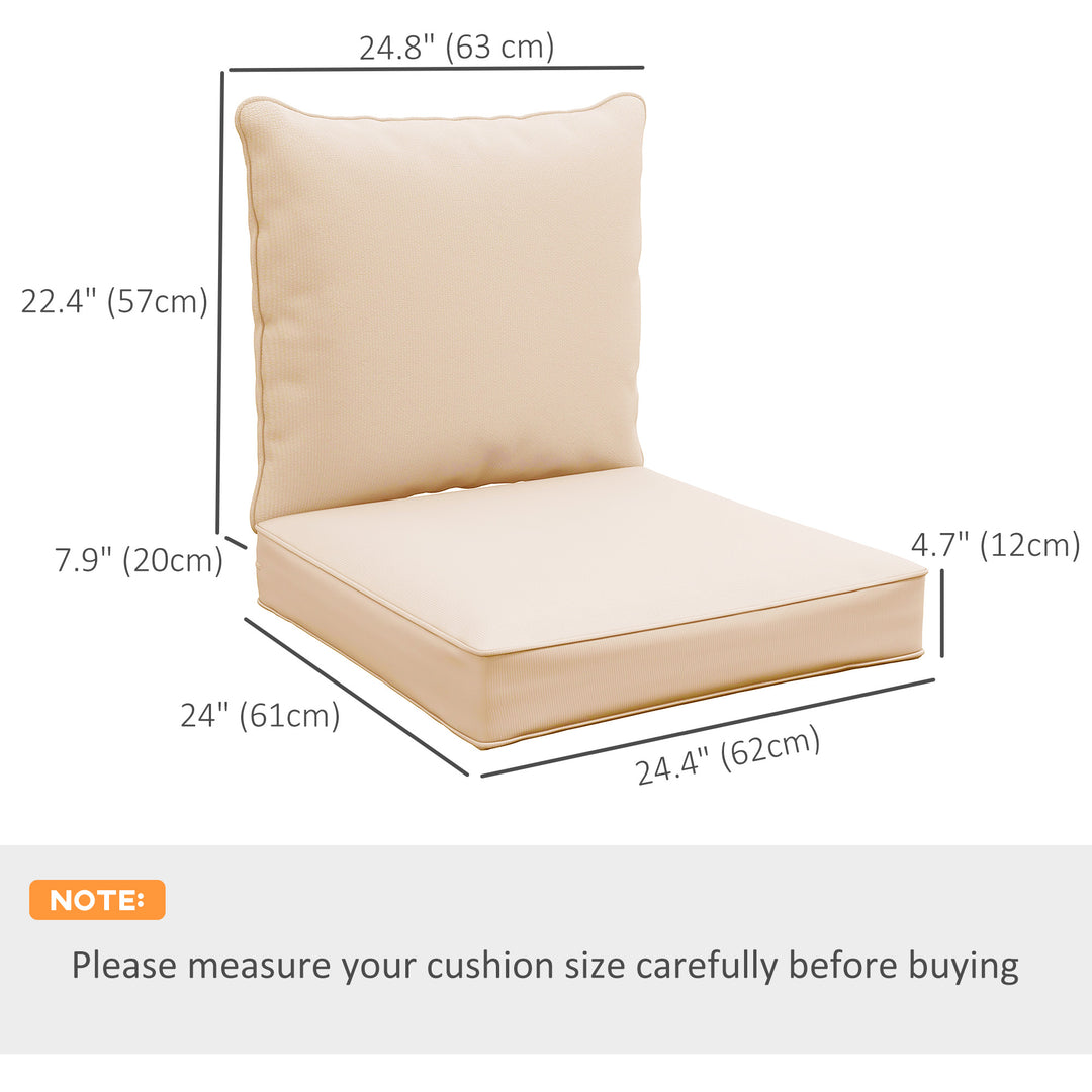 Outsunny Patio Chair Cushions, Thick Deep Seat Outdoor Seat Cushion with Back Cushion, Beige