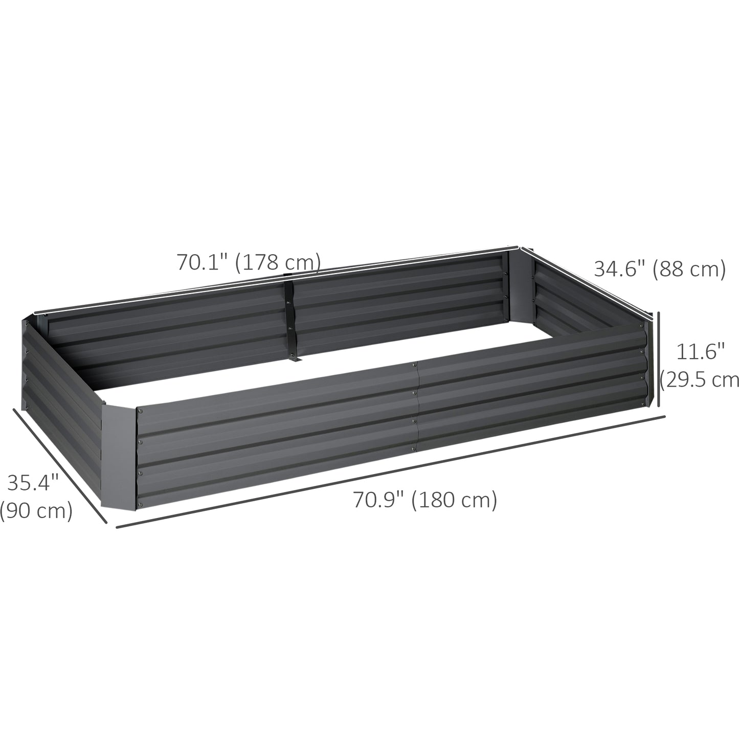Outsunny 6' x 3' x 1' Raised Garden Bed with 2 Trellis Tomato Cages, Steel Frame Elevated Planter Box, Black
