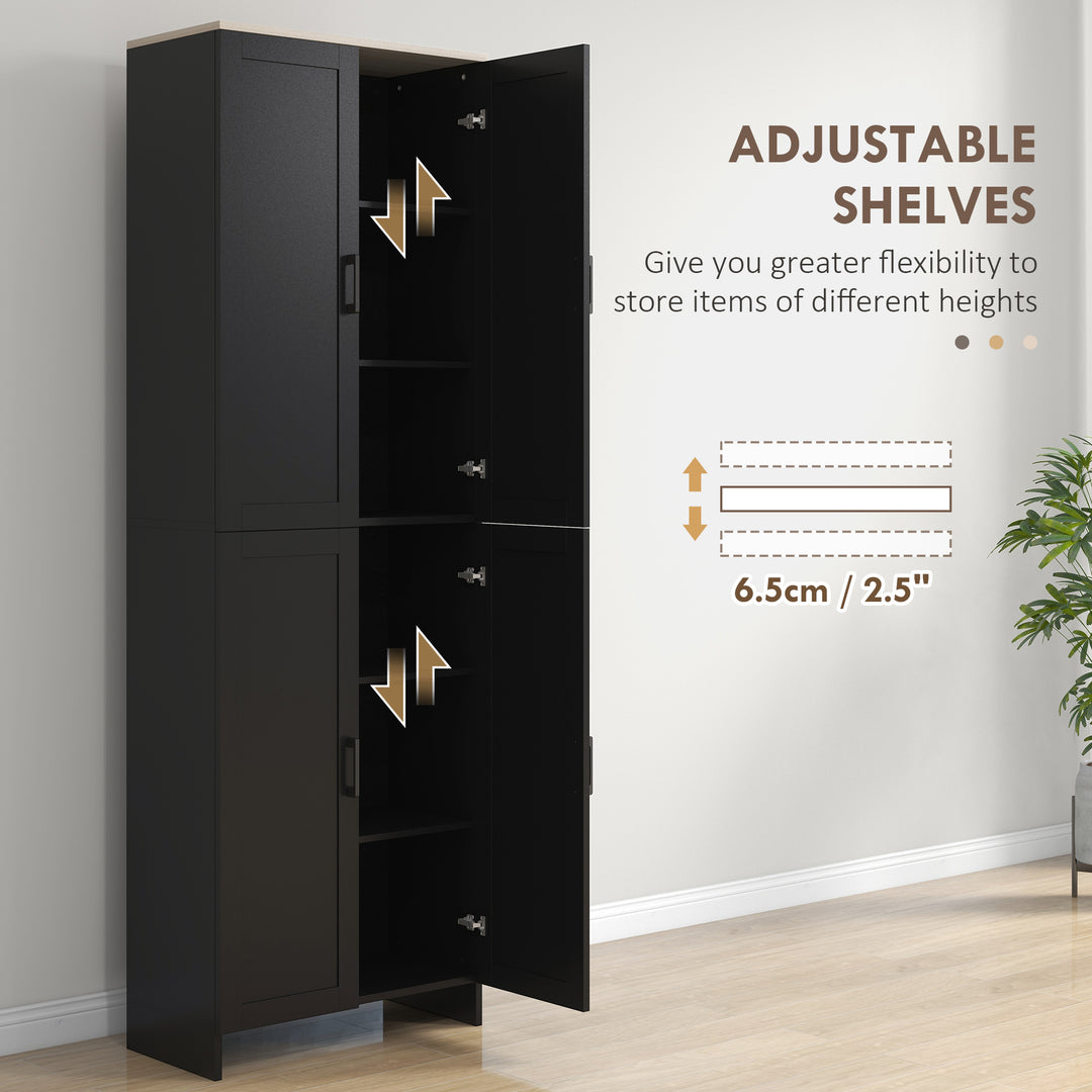 HOMCOM 67" 4-Door Kitchen Pantry Cabinet, Freestanding Storage Cabinet Cupboard with Adjustable Shelves, White