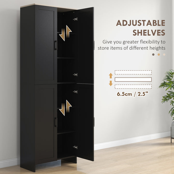 HOMCOM 67" 4-Door Kitchen Pantry Cabinet, Freestanding Storage Cabinet Cupboard with Adjustable Shelves, White