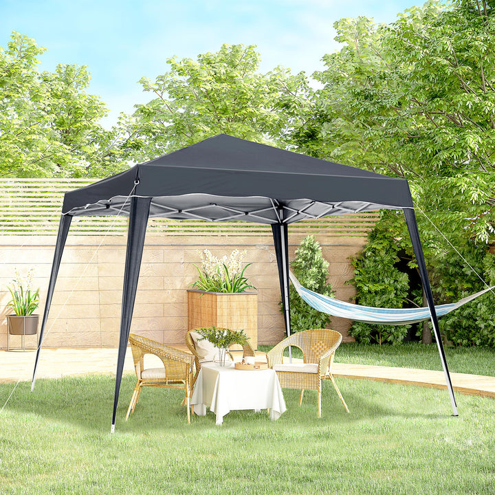 Outsunny 8' x 8' Pop Up Canopy, Outdoor Foldable Tent, Portable Canopy Tent with Carrying Bag for Camping, Party, Picnic, White