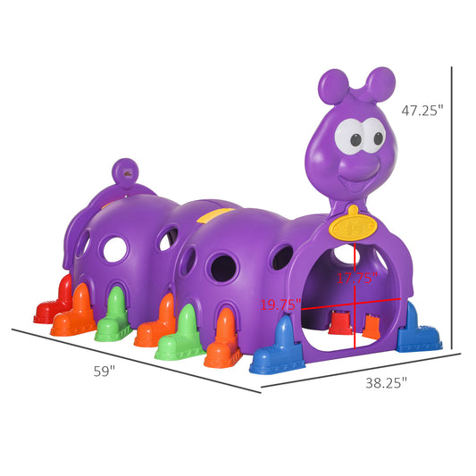 Qaba Lion Design Tunnel for Kids to Crawl Through, for 3-6 Years, Purple