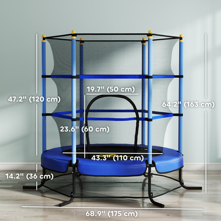 Qaba Kids Trampoline with Safety Enclosure Net and Safety Pad, Indoor Outdoor for Age 3-10 Years Old, Multi-coloured