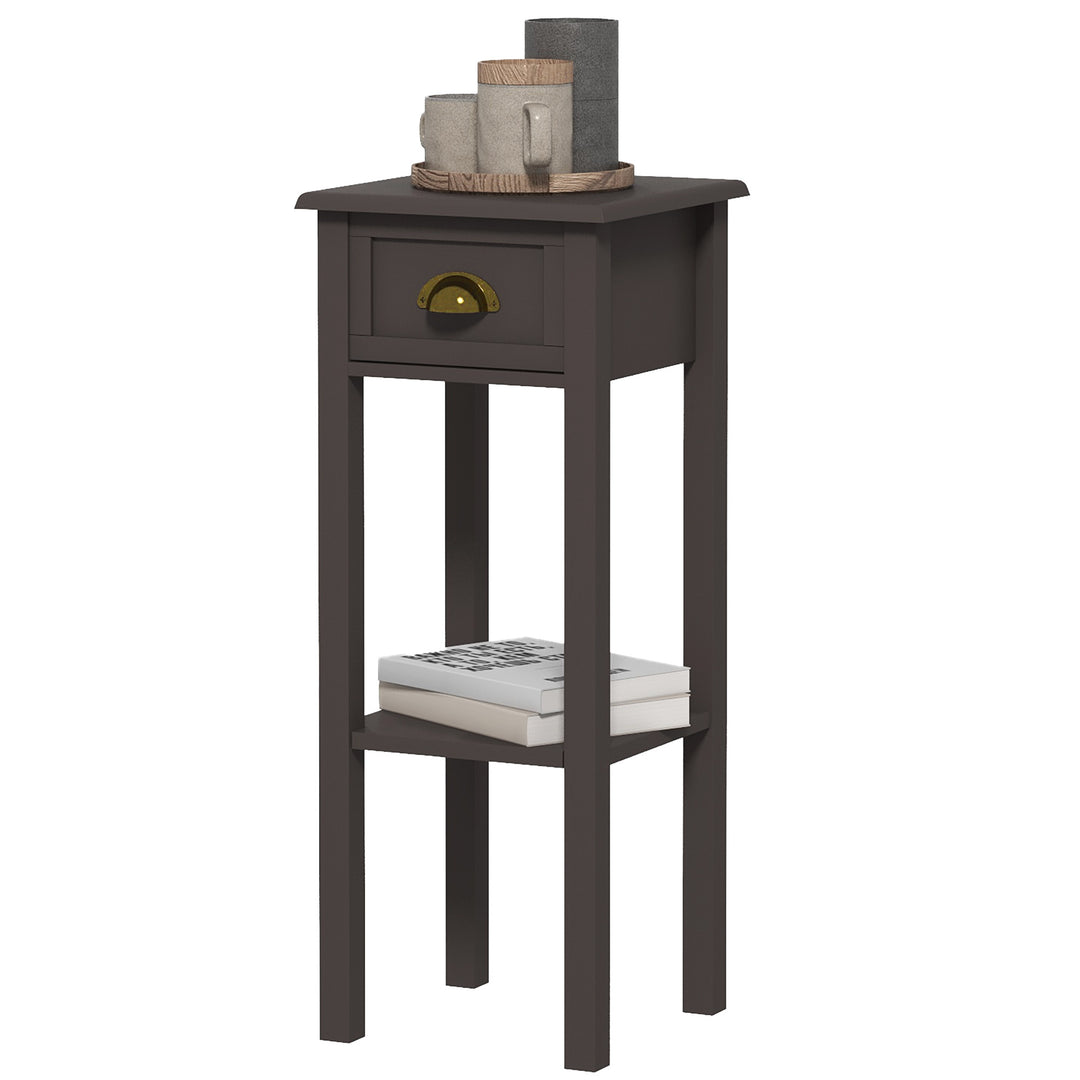 HOMCOM 2-Tier Side Table with Drawer and Shelf, End Table for Living Room and Hallway, Coffee