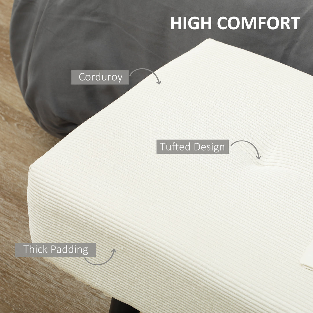 HOMCOM 39" Upholstered Ottoman Bench, Corduroy Entryway Bedroom Bench with Padded Seat and Steel Legs for Bedroom, Green