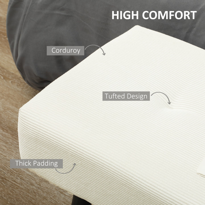 HOMCOM 39" Upholstered Ottoman Bench, Corduroy Entryway Bedroom Bench with Padded Seat and Steel Legs for Bedroom, Green