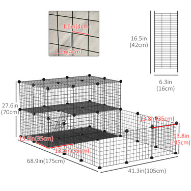 PawHut Small Animal Cage Rabbit Cage with Door, Guinea Pig Playpen, Small Animal Fence for Bunny, Chinchilla, Freret, Chinchilla, Indoor and Outdoor Use, Total 46 Panels, 68.9" x 41.3" x 27.6"