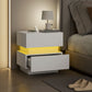 HOMCOM Bedside Table with Charging Station and LED Light Modern Nightstand with USB Ports AC Outlets Drawers Remote, Black