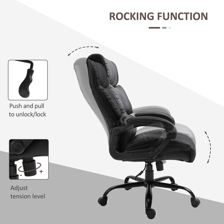 Vinsetto Ergonomic Heavy-Duty Office Chair with Adjustable Height, PU Leather, Rocker, 360° Swivel, 400lbs Capacity, Black