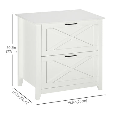 Vinsetto Vertical File Cabinet with Hanging Bars for A4 Size for Home Office, 29.9"x 19.7"x 30.3", White