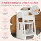 Qaba Toddler Kitchen Helper 2 Step Stool with Adjustable Height Platform and Safety Rail, White