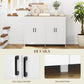 HOMCOM Modern Sideboard Buffet Cabinet, Modern Kitchen Storage Cabinet with 3 Doors Adjustable Shelves, for Dining Room, White