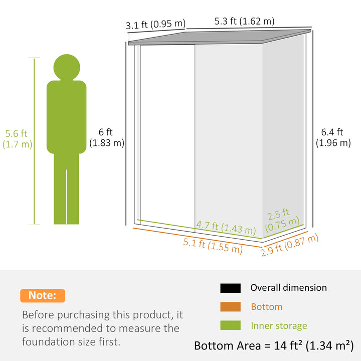 Outsunny 5' x 3' Outdoor Storage Shed, Steel Garden Shed with Single Lockable Door, Tool Storage Shed for Backyard, Black