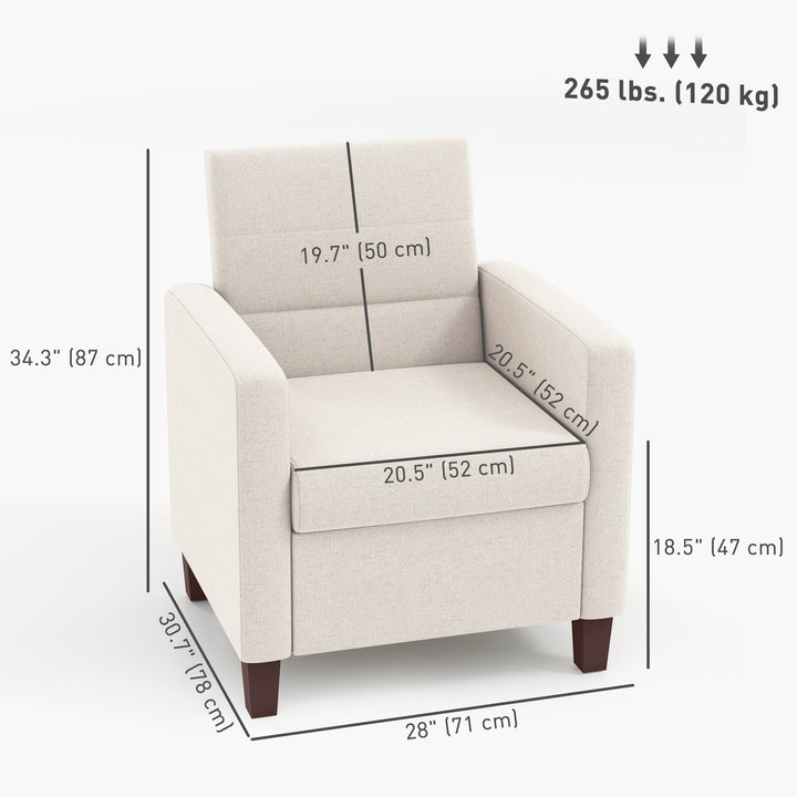 HOMCOM Fabric Accent Chair, Modern Armchair with Seat Cushion and Non-Slip Pads for Living Room, Bedroom, Light Brown