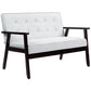 HOMCOM 44.5" 2 Seat Sofa for Bedroom, Modern Upholstered Loveseat with Button Tufted Back and Wood Legs, Grey