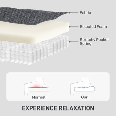 HOMCOM Modern Upholstered Couch, 3 Seater Sofa with Thick Spring Cushions and Deep Seat for Living Room, Dark Grey