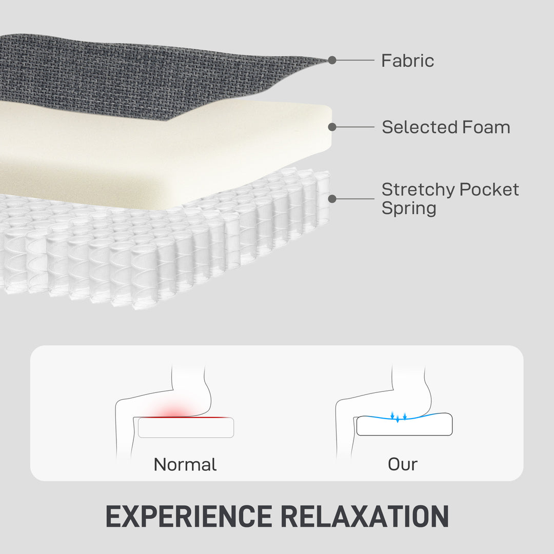 HOMCOM Modern Upholstered Couch, 3 Seater Sofa with Thick Spring Cushions and Deep Seat for Living Room, Dark Grey