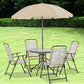 Outsunny 6 Pieces Outdoor Dining Set for 4 with Umbrella Patio Outdoor Furniture Set with Round Table 4 Folding Chairs Black