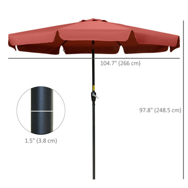Outsunny 8.5 ft Outdoor Market Table Umbrella, Round Patio Umbrella with Tilt and Crank for Garden, Backyard, Deck, Wine Red