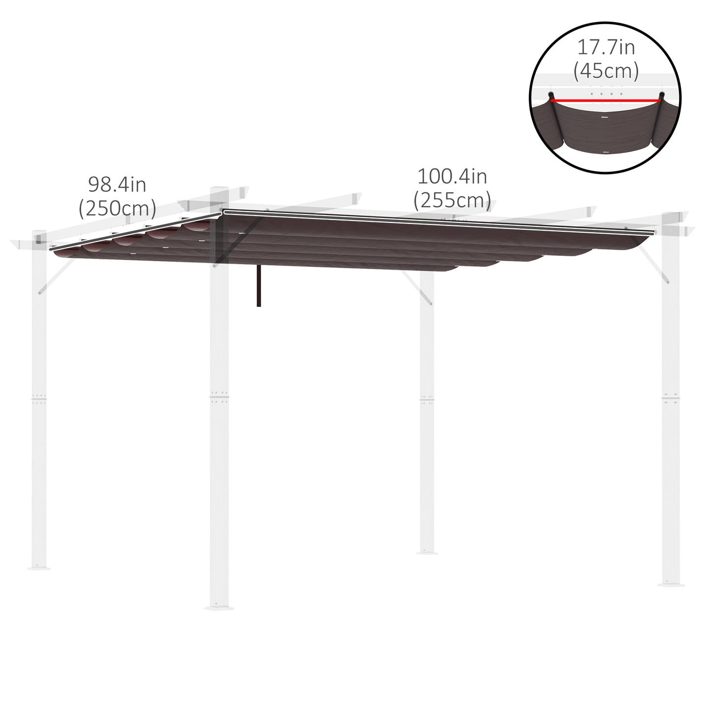 Outsunny Retractable Replacement Pergola Canopy for 10' x 10' Pergola, Pergola Cover Replacement, Cream White