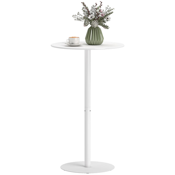 HOMCOM Round Bar Table for 2, Modern Pub Table with Steel Frame, Easy Assembly for Small Space Home Bar Cocktail Bistro, White