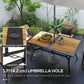 Outsunny Patio Table with Umbrella Hole, Outdoor Dining Table for 6 People for Backyard, Lawn Balcony, 59" x 35", Brown