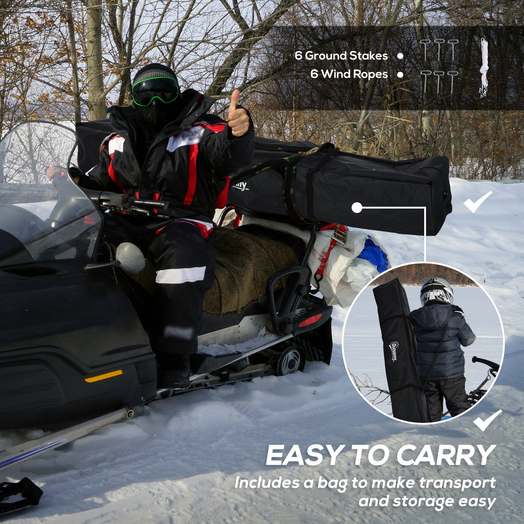 Outsunny 5-8 Person Pop-up Ice Fishing Shelter, Portable Ice Fishing Tent, Black