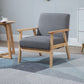 HOMCOM Minimalistic Accent Chairs Wood Frame w/ Thick Linen Cushions Wide Seat Armchair for Bedroom Office, Grey