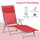 Outsunny Outdoor Folding Chaise Lounge Chair Steel Portable Recliner with 7 Adjustable Backrest Positions, Red