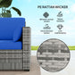 Outsunny 3-Seater Outdoor Sofa with Cushions, PE Rattan Conversation Patio Couch with Pillows for Garden, Poolside, Blue