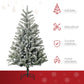 HOMCOM 5ft Artificial Snow-Flocked Tree Holiday Home Indoor Christmas Decoration with Metal Feet, Green